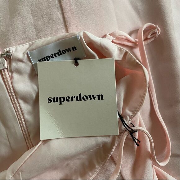 Superdown Addison Maxi Dress Blush pink chiffon slip dress slit Revolve S NWT - Picture 8 of 12